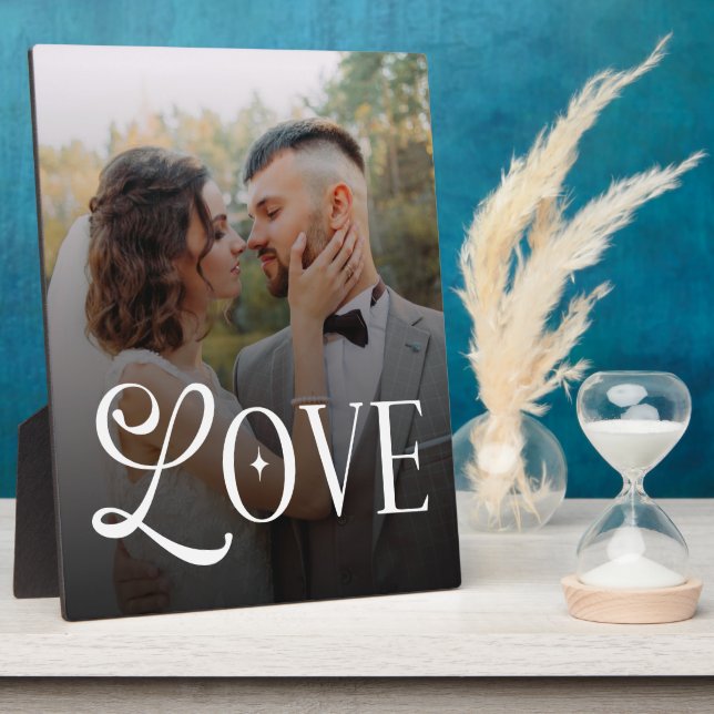 Modern Love Wedding Photo Couples Plaque (Side)