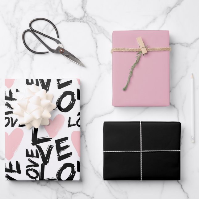 Modern Love Wrapping Paper Sheet (Front)