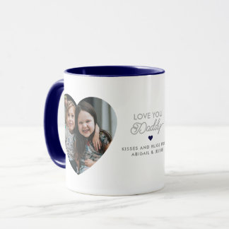 Modern "Love you Daddy/Dad" 2 Heart-Shaped Photos Mug