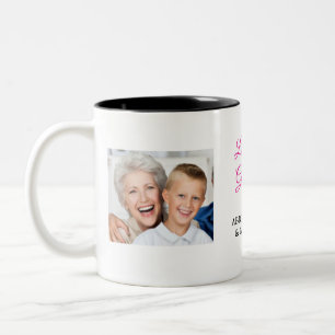 Modern "Love you Grandma" 2-Photo  Two-Tone Coffee Mug