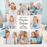 Modern Love You Grandma Grandpa Custom 8 Photo Fleece Blanket<br><div class="desc">Introducing our customisable Photo Collage Blanket, a heartfelt and unique gift perfect for the special grandparents in your life. This beautifully designed blanket allows you to showcase 8 of your favourite photos, creating a modern, elegant, and simple collage that exudes warmth and love. Personalise this blanket with the endearing message...</div>