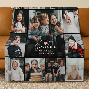 Modern Love You Grandma/Granny/Other Photo Collage Fleece Blanket