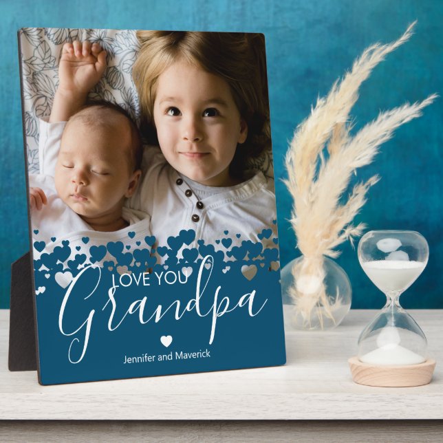Modern Love You Grandpa Photo Plaque (Side)