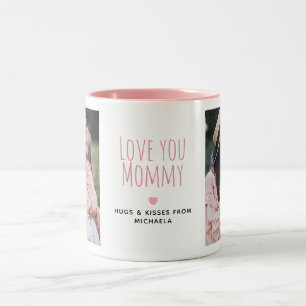 Modern Love you Mommy 2 Photos & Personal Message Two-Tone Coffee Mug
