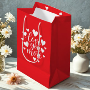 Modern Love You More Quote White Hearts Medium Gift Bag