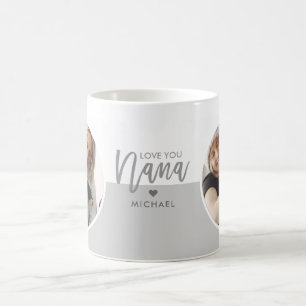 Modern Love You Nana Grey & White 2-Photo Coffee Mug
