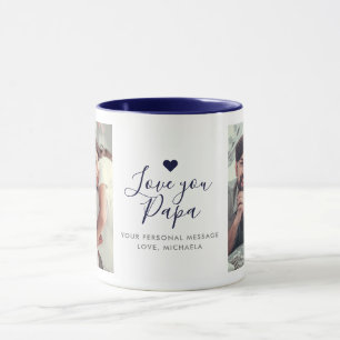 Modern "Love you Papa" 2-Photo Mug