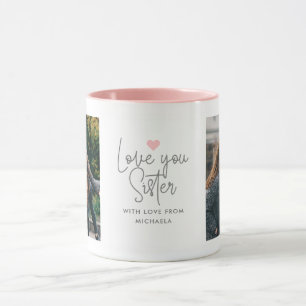 Modern "Love You Sister" 2-Photo Mug