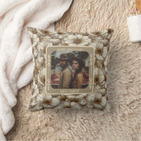 Modern Lovebird Golden Anniversary Throw Pillow