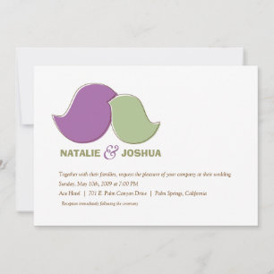 Modern Lovebirds, Sage and Lavender Invitation