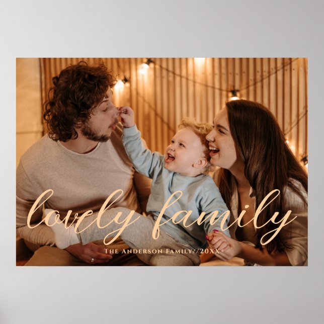 Modern Lovely Family Personalised Script Photo Poster (Front)