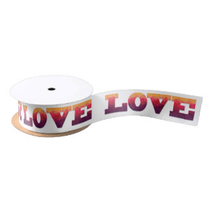 Modern low poly design in ombre colours love satin ribbon