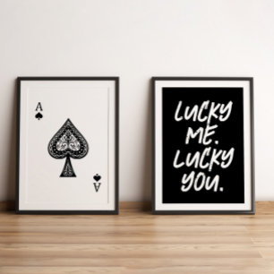 Modern Lucky Ace Playing Cards Black & White