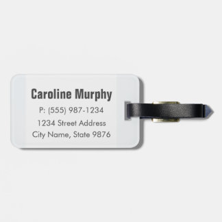 Modern Luggage Tag - Clean Simple, Clear White