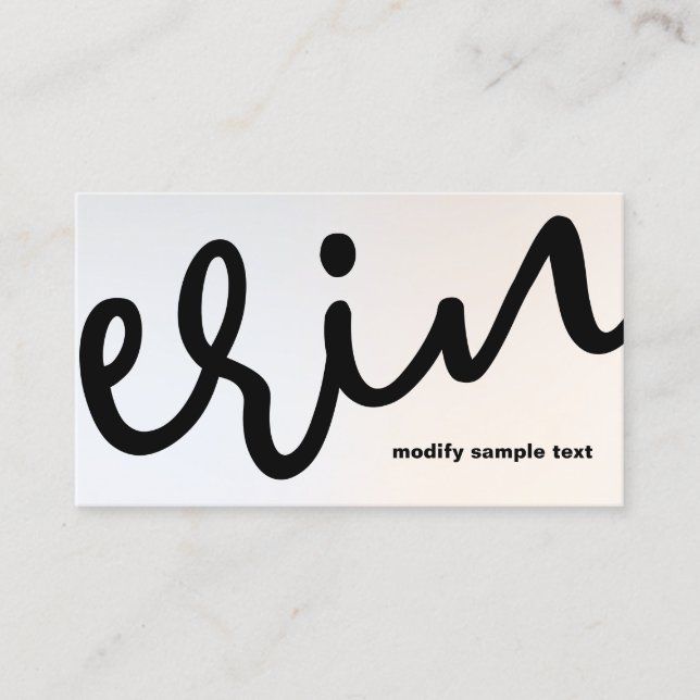 Modern Luminous Silver Bold Script Calligraphy Bus Business Card (Front)