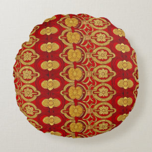 Modern lunar new year modern asian pattern round cushion