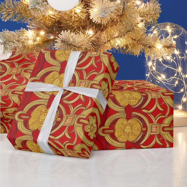 Modern lunar new year modern asian pattern wrapping paper (Holidays)
