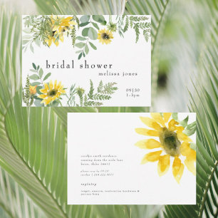 Modern Lush Foliage & Sunflowers Bridal Shower Invitation