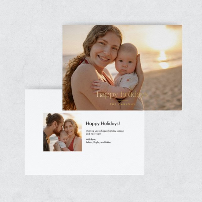 Modern Luxe Foil Photo Happy Holidays Card (Creator Uploaded)