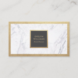Modern Luxe Gold & Marble Dark Grey Event Planner Business Card