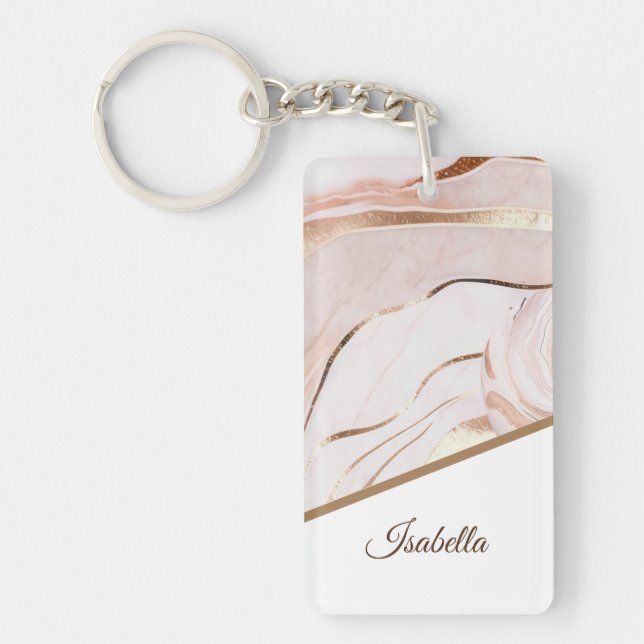 Modern Luxe Marble Rose Gold Key Ring (Front)