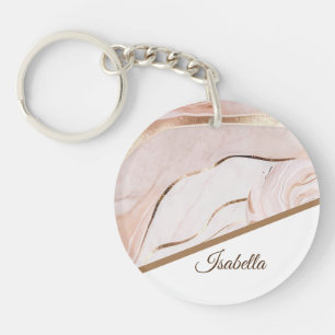 Modern Luxe Marble Rose Gold Key Ring
