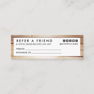 Modern Luxe Wood Clean Layout Referral Mini Business Card