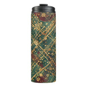 Modern, Luxury Abstract Gold Green Burgundy Thermal Tumbler
