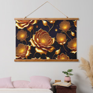 Modern Luxury Big Gold Rose Collection Hanging Tapestry