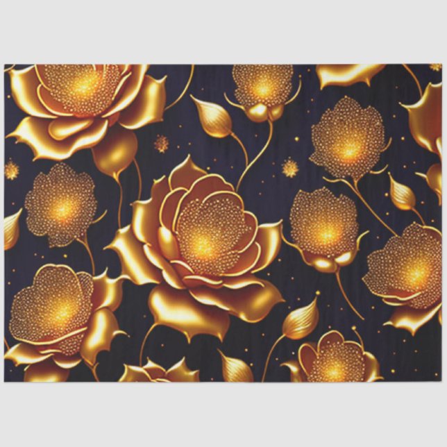 Modern Luxury Big Gold Rose Collection Tissue Paper (Front)