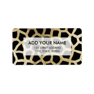 Modern luxury black and gold foil animal print label