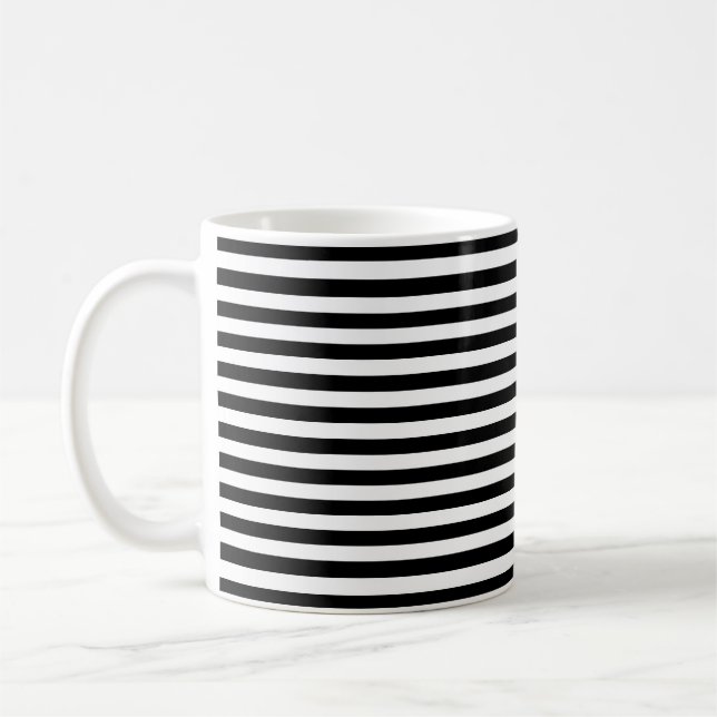 Modern Luxury Black and white stripes pattern Coffee Mug (Left)