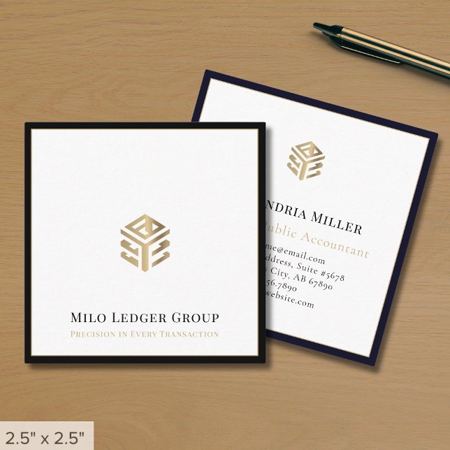 Modern Luxury Black Border Square Business Card (Creator Uploaded)