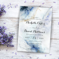 Modern Luxury Blue Marble Wedding Invitation