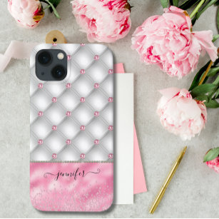 Modern Luxury Blush Pink Chic Glam Bling iPhone 15 Pro Case