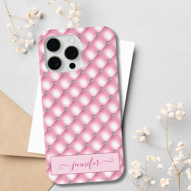 Modern Luxury Blush Pink Glitter Diamond Chic Glam Case-Mate iPhone Case (Creator Uploaded)