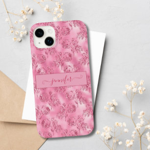 Modern Luxury Blush Pink Glitter Rose Chic Glam Case-Mate iPhone 14 Plus Case