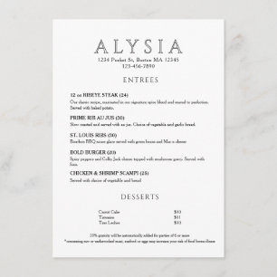 Modern Luxury Botanical Restaurant Menu