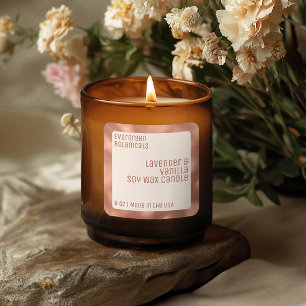 modern luxury candle label white rose gold square