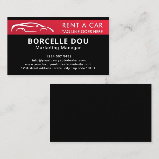 Modern Luxury Car Rent | Minimalist Business Card (Front/Back)