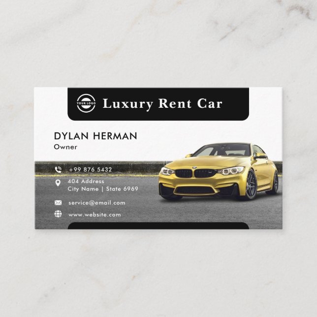 Modern Luxury Car Rent | Minimalist Business Card (Front)