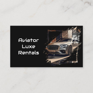 Modern Luxury Car Rental Black & White QR Code  Business Card