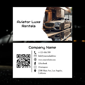 Modern Luxury Car Rental & Sales QR Code Photo Business Card