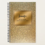 Modern luxury chic glitter gold personalised planner<br><div class="desc">Personalised binder with modern gold gradient design.
Gold glitter luxury chic gold planner.
You can easily change the text.</div>