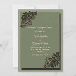 Modern Luxury Earth tone Sage Green & Gold Classic Invitation