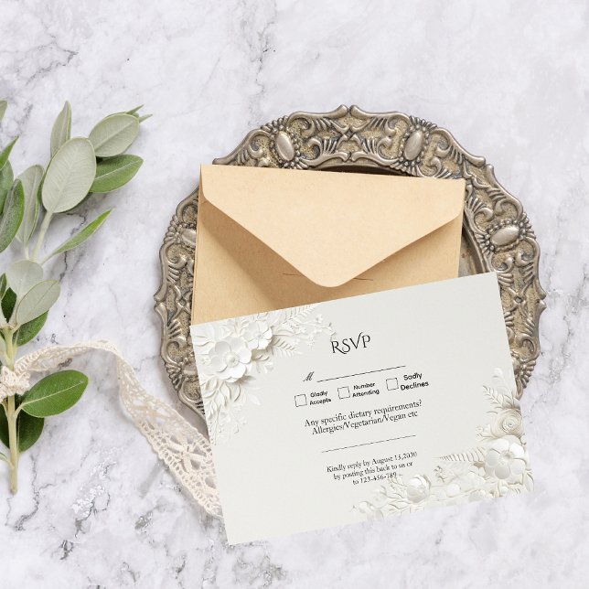 Modern Luxury Elegant Floral Wedding RSVP Card (Creator Uploaded)