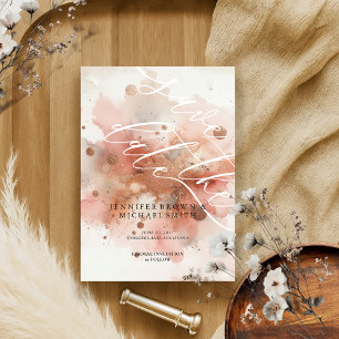 Modern Luxury Elegant Rose Gold Watercolor Wedding Save The Date