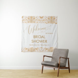 Modern Luxury Gold Abstract Bridal Shower Welcome Tapestry