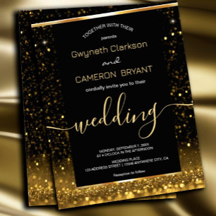 Modern Luxury Gold Black Sparkles Invitation Flyer