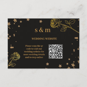 Modern Luxury Gold Foil QR Code Wedding Website Enclosure Card
